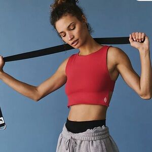 FP Free People Movement Be Right Back Top Backless Active Red Yoga Barre